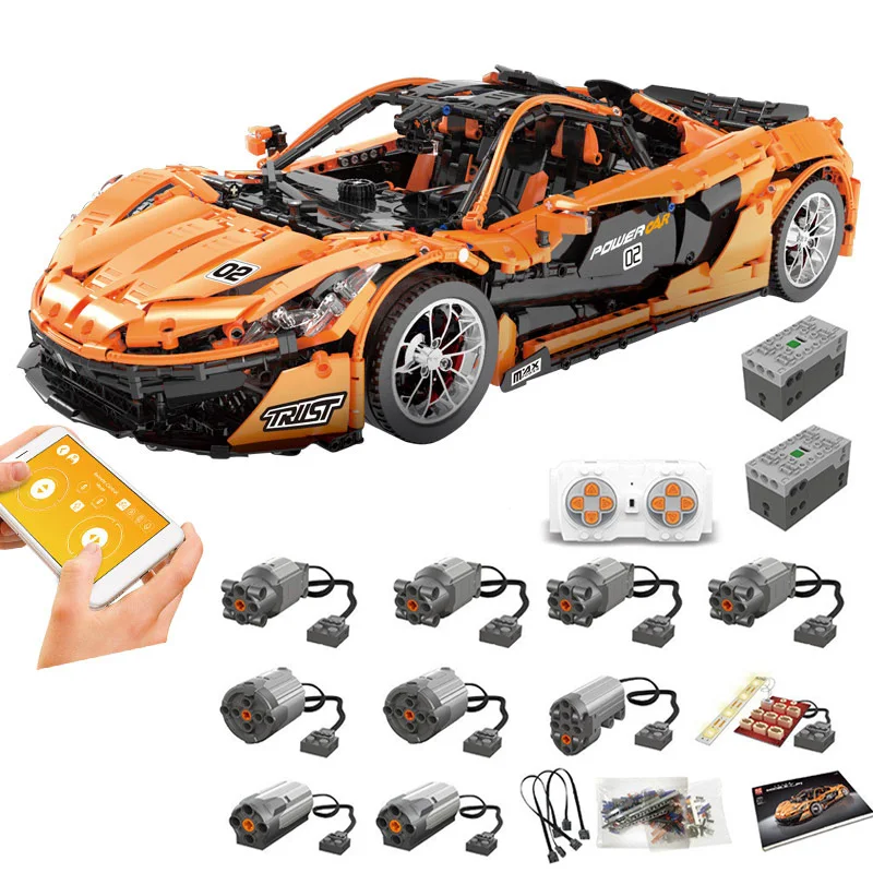 DHL 20087 Technic Toys MOC-16915 P1 мотор автомобиль набор оранжевый супер гоночные автомобили строительные блоки кирпичи детские игрушки модель автомобиля подарок