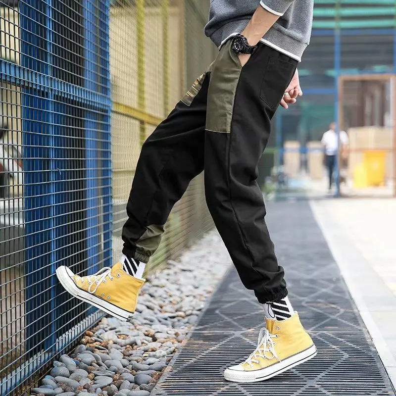 Men Black Joggers Casual Pants Summer Mens Big Pockets Cargo Pants Male Streetwear Overalls Sweatpants