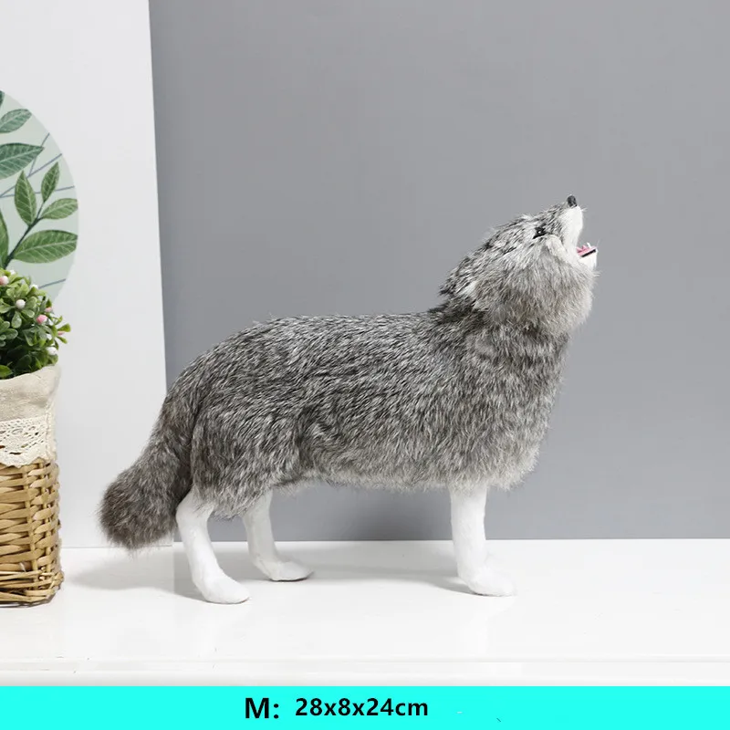 Моделирование игрушки в виде животных Собака Мягкая овчарка волк модель животного выставочный зал украшение дома DY80059 - Color: 28x8x24cm Grey
