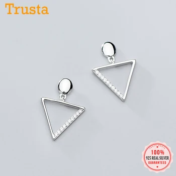 

Trustdavis Real 925 Sterling Silver Triangle Dazzling CZ Charm Stud Earrings For Women Wedding Fine S925 Jewelry Gift DA1757