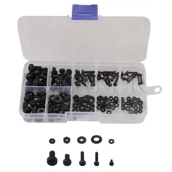 

CNBTR 150 x M2-M5 Black Nylon Bolts Nuts Flat Washers Screw Assortment Kit