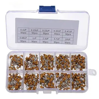 

500 pcs Multilayer Ceramic Capacitor Kit Storage Box 0.1uF-10uF