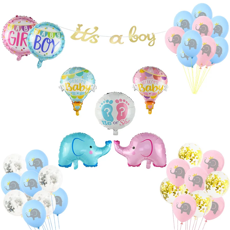 It S A Boy Girl Cute Elephant Latex Foil Print Balloons Cake