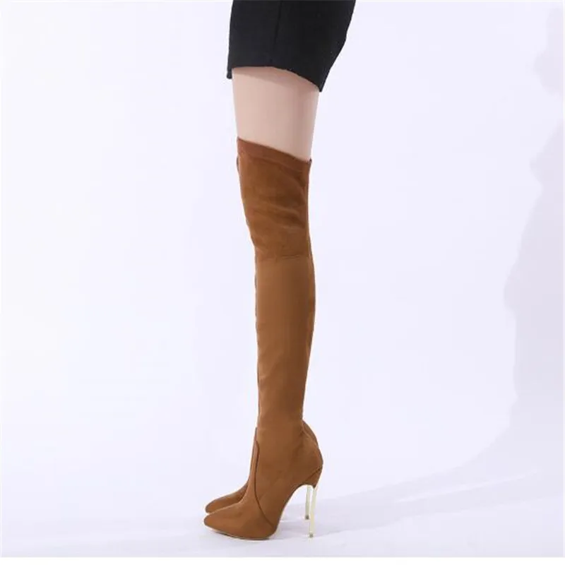 BBZAI New pattern Europe and America Superior quality Women's Boots 12cm Thin Heels Female money Pipe Dance botas mujer 34-42 43