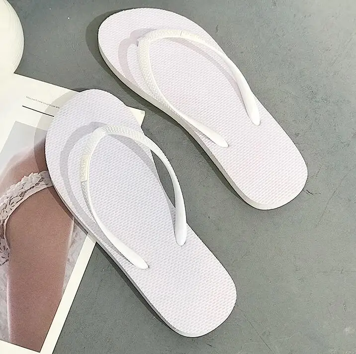 plardin round toe flat slides sandals women white black leather slippers flip flops slippers Summer women slippers - Цвет: Белый