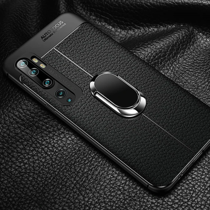 

For Xiaomi Mi Note 10 Pro Case Luxury Leather texture With Stand Ring Magnet protective back cover case for xiaomi mi cc9 pro