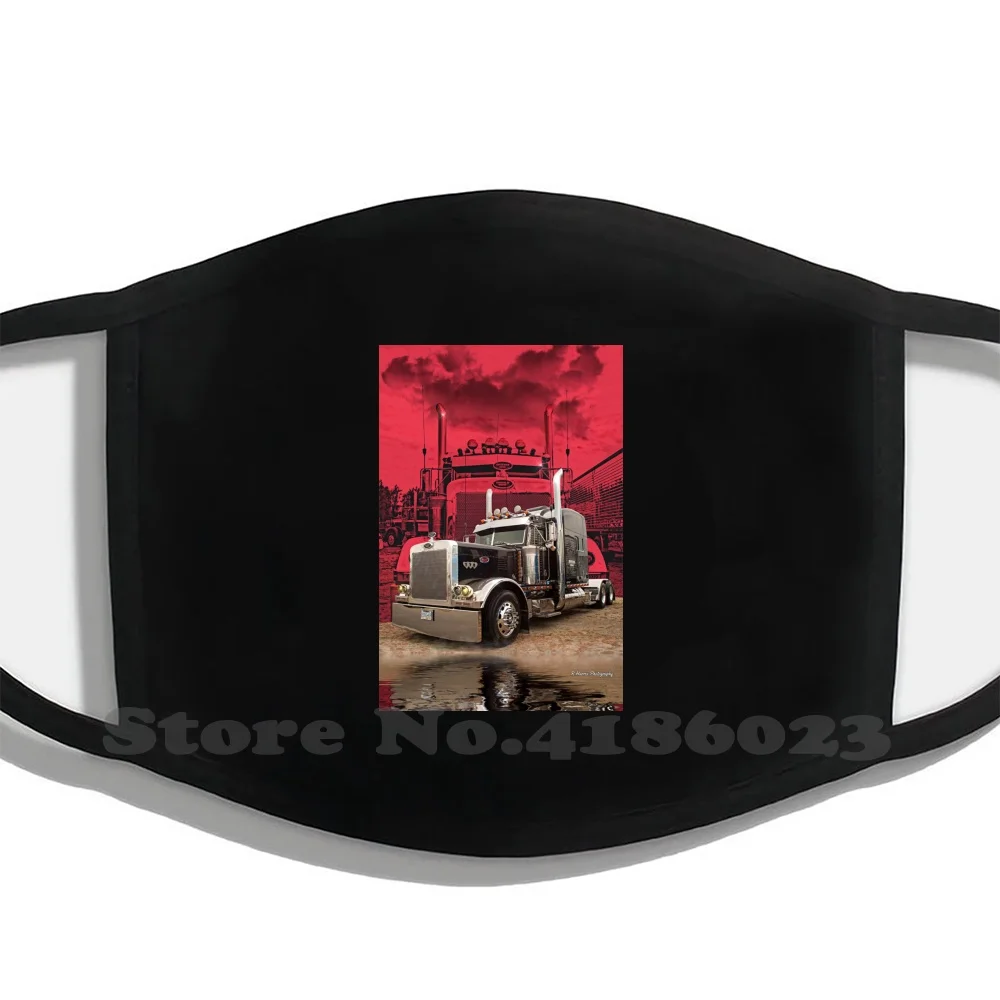 Peterbilt With Red Background Winter Hot Sale Print Diy Masks Big Rigs Semi Trucks Tractor Trailer Tractors | Аксессуары для