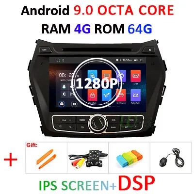 64G DSP Android 9,0 ips экран AV выход автомобильный dvd-плеер для hyundai IX45 Santa fe 2013- gps плеер навигация Радио стерео - Цвет: 4G 64G DSP 1280P