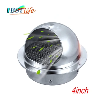 

100mm Stainless Steel 304 Wall Ceiling Air Vent Grille Ducting Ventilation Exhaust Cover Extractor Outlet Louvres Hemisphere Cap
