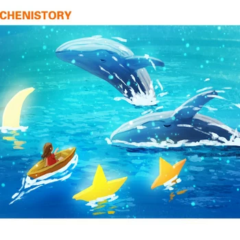 

CHENISTORY Frame Whale DIY Painting By Numbers Kit Animals Paint On Canvas Painting Calligraphy For Home Decor 60x75cm Art Gift