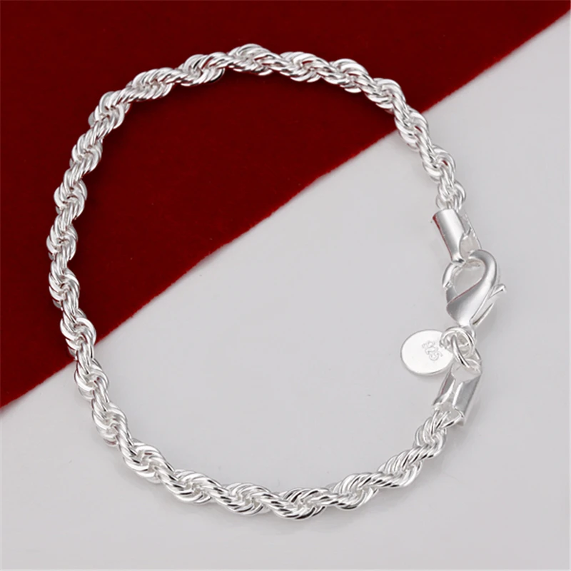 Charmhouse Серебро 925 комплекты украшений для женщин мужчин 3 мм браслет с витой цепью ожерелье 2 шт наборы модные ювелирные изделия бижутерия