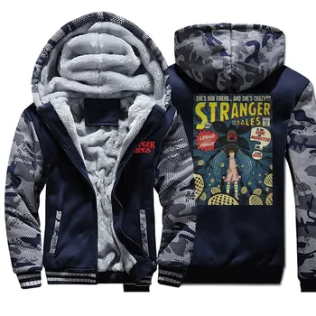 

stranger things casual sweatshirts long-sleeve jackets streetwear hooded men hip hop hoodies fall winter plus velvet thick trend