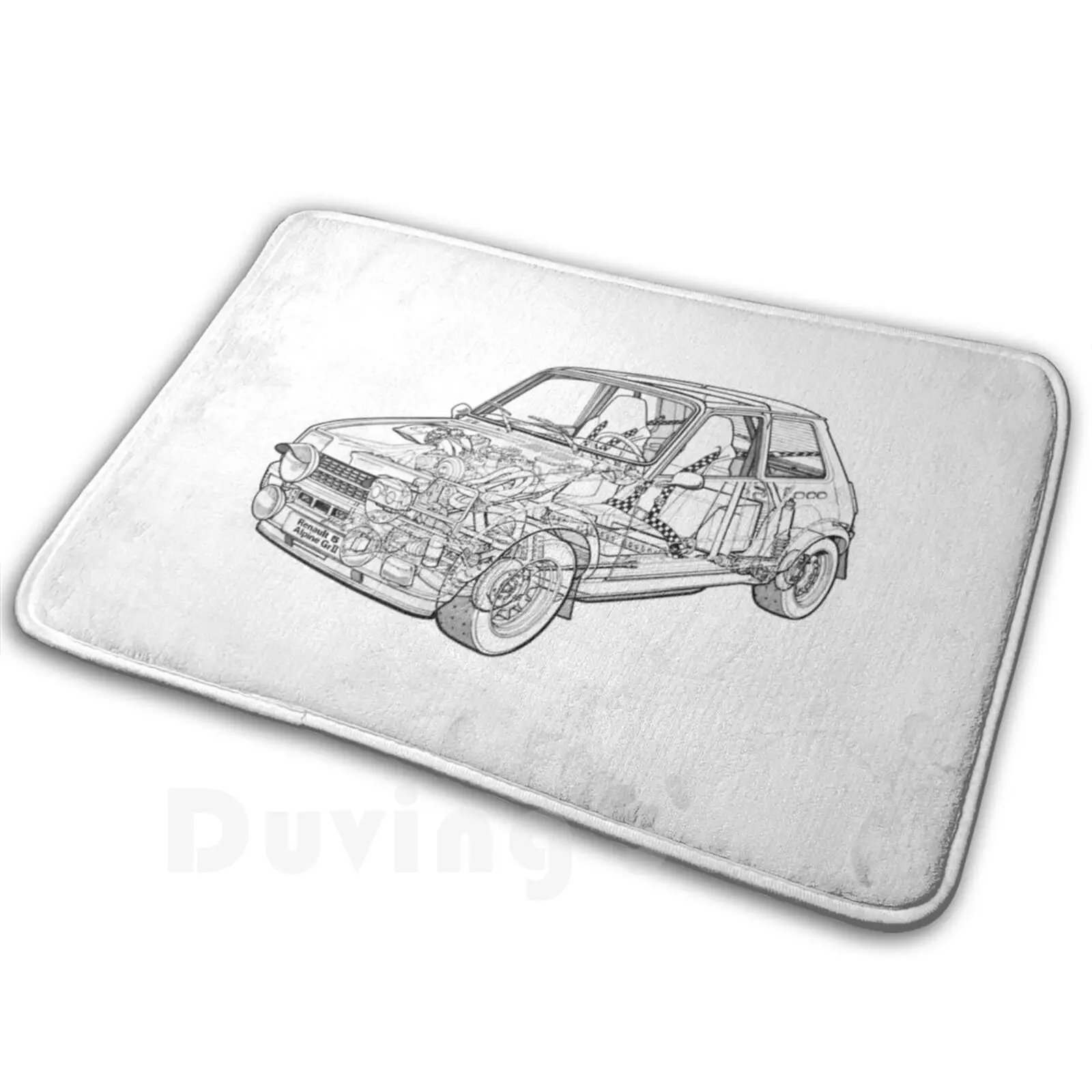 1977 Renault 5 Alpine Rally Wrc Black Blueprint Mat Tappeto Tappeto Antiscivolo Tappetino S Camera Da Letto 1977 Renault 5 Rally Alpine Wrc