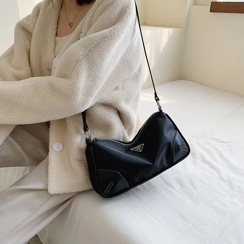 

Korean-style Shoulder Textured Armpit Bag Women's 2019 New Style Retro Oxford Cloth zhong gu feng Bag Versatile Lightweight Bag