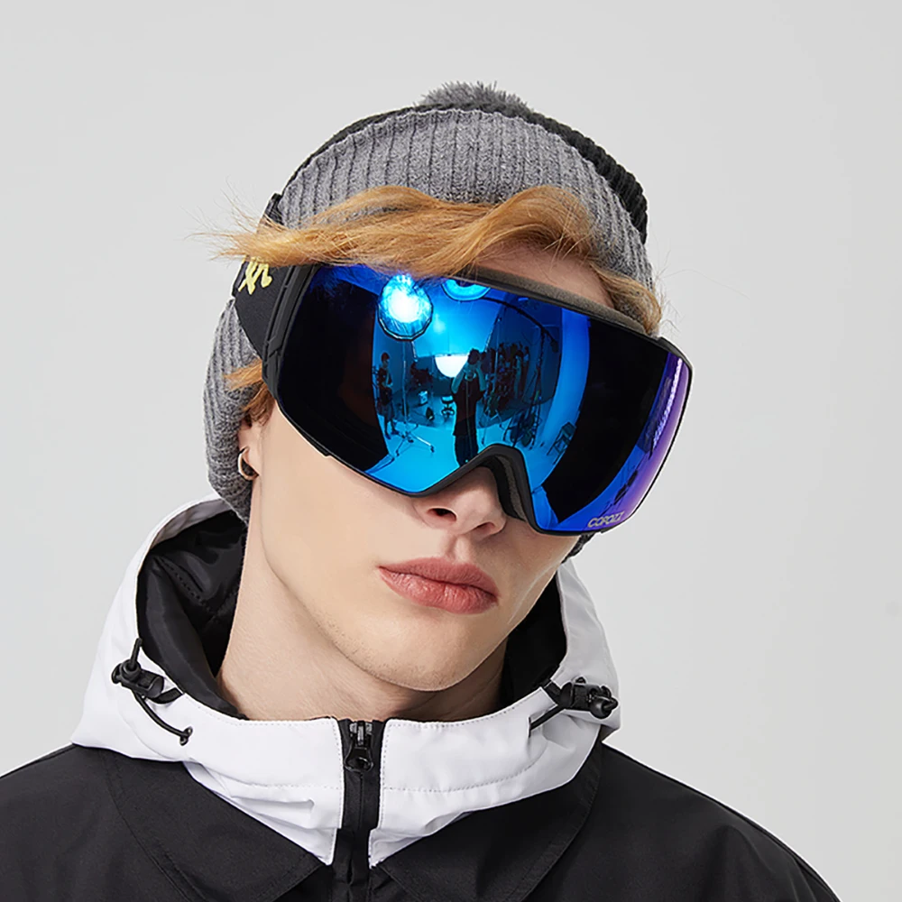Copozz Magnetic Polarized Ski Goggles Anti-Fog Winter Double-Layers UV400 Protection Men Ski Glasses Eyewear with Lens Case Set 4