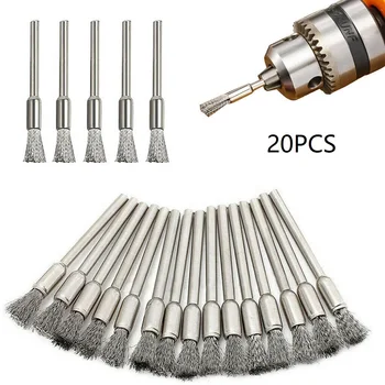 

20pcs Stainless Steel Wire Brush Set Rotary Tool Die Grinder Removal Wheel For Wood Carving Metal Surface Cleaning