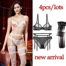Сексуальное нижнее белье сетка перспективное нижнее белье бюстгальтер и трусики подвязки комплект нижнего белья