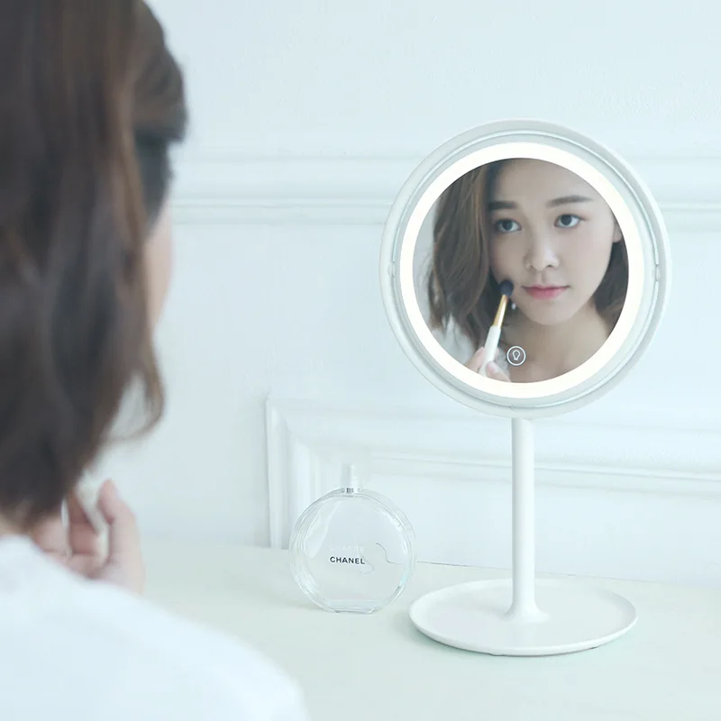 

Creative USB Circle Makeup Mirror Lamp 360-Degree Rotating LED Dress up jing zi deng Elegant Desktop Mirror