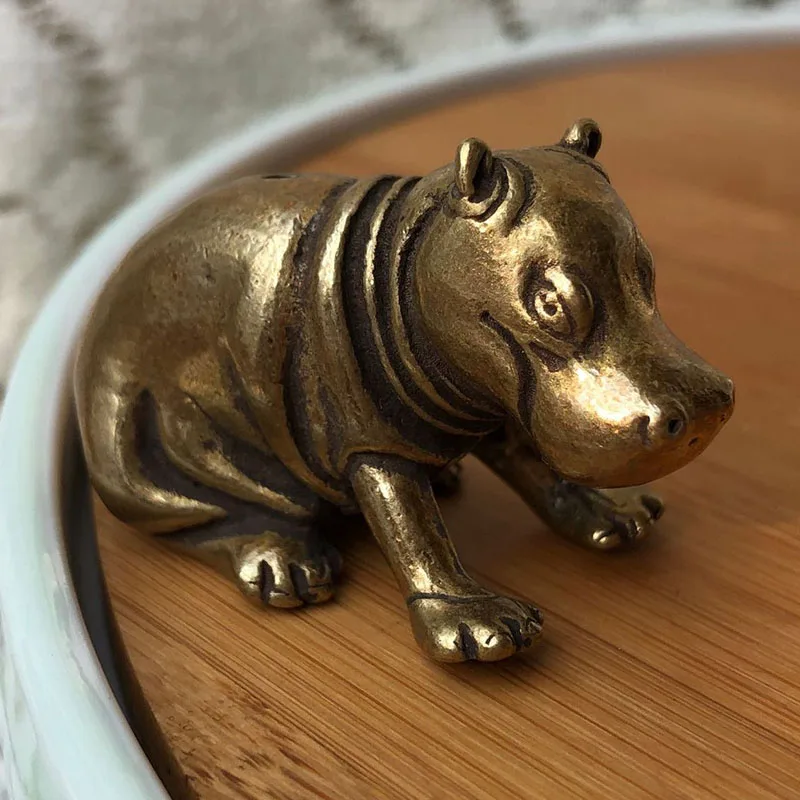 Vintage Bronze Hippopotamus Statue Copper Craft River Horse Ornament Brass Feng Shui Home Decoration Accessories Desk Decor Gift