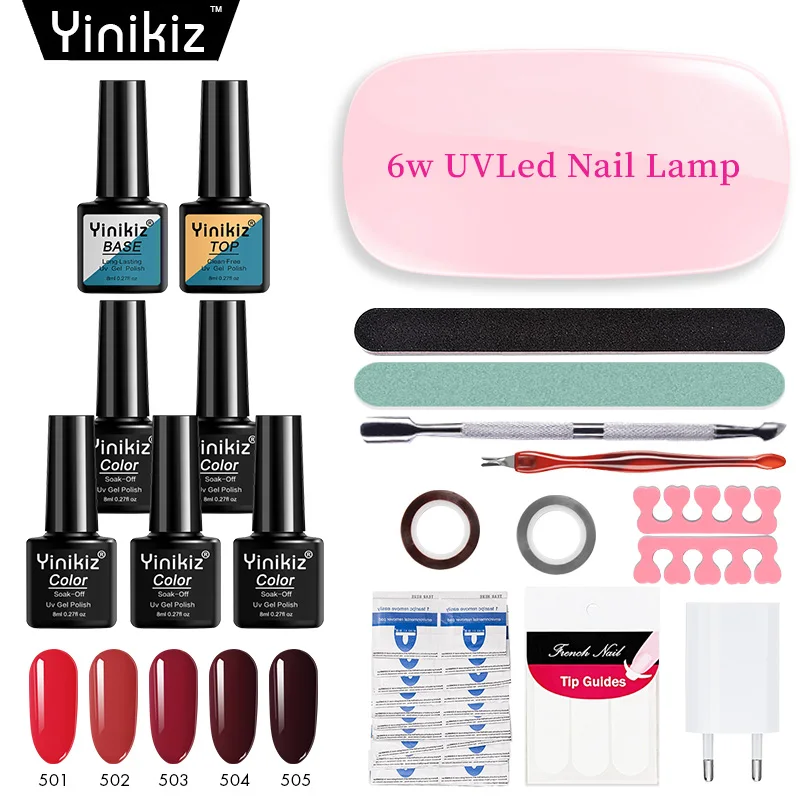 Yinikiz 28PCs Colors UV Gel Nail Polish Set Semi Permanent Lucky Nails Varnish Art Led Lamp Soak Off Kit | Красота и здоровье