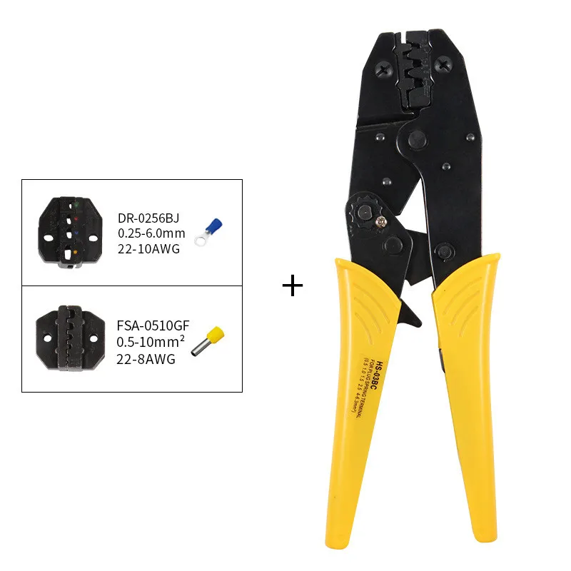 1 компл. HS-03BC мини мульти-зажим обжимной инструмент набор 8 сменных челюстей 0,5-6MM5 AWG20-10