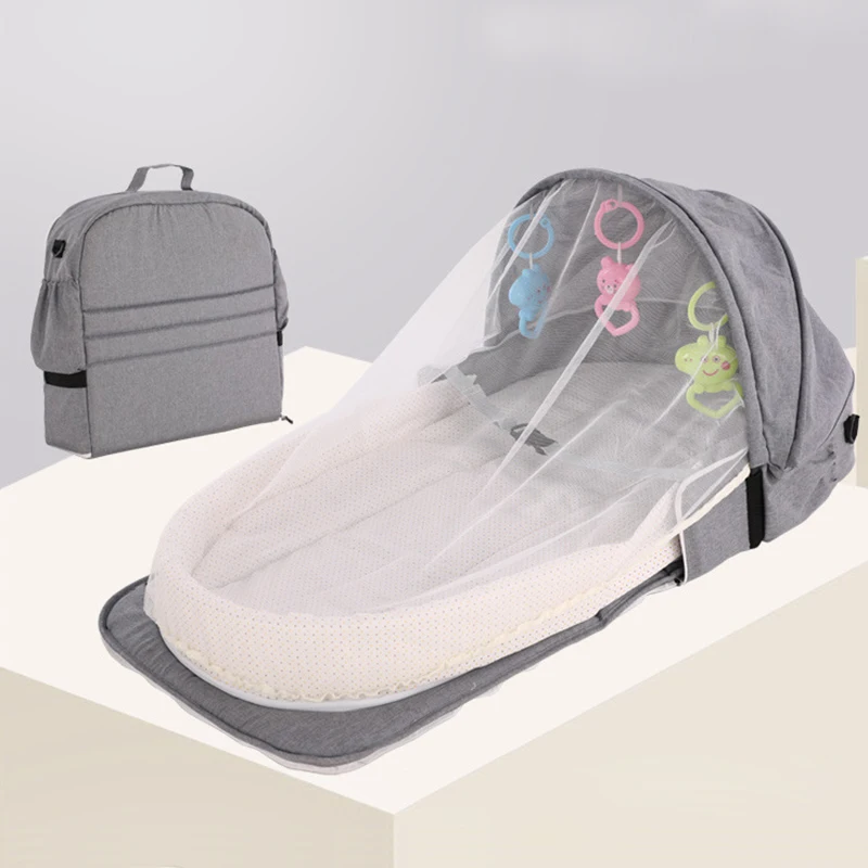 

Portable Mobile Baby Bed Travel Crib Baby Nest Cot Newborn Multi-function Folding Bed Foldable Baby Nest With Toys Mosquito Net
