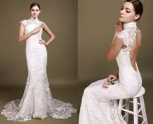 

free shipping kurti new arrival vestidos de fiesta long elegant sexy backless sexy Venice lace unique Mermaid wedding Dresses