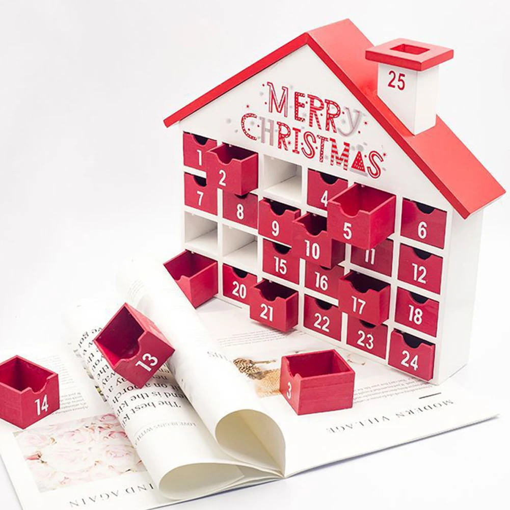 Advent календарь 24 ящика обратного отсчета коробка для хранения конфет игрушки дома Рождественский подарок декор орнамент стол деревянные дети