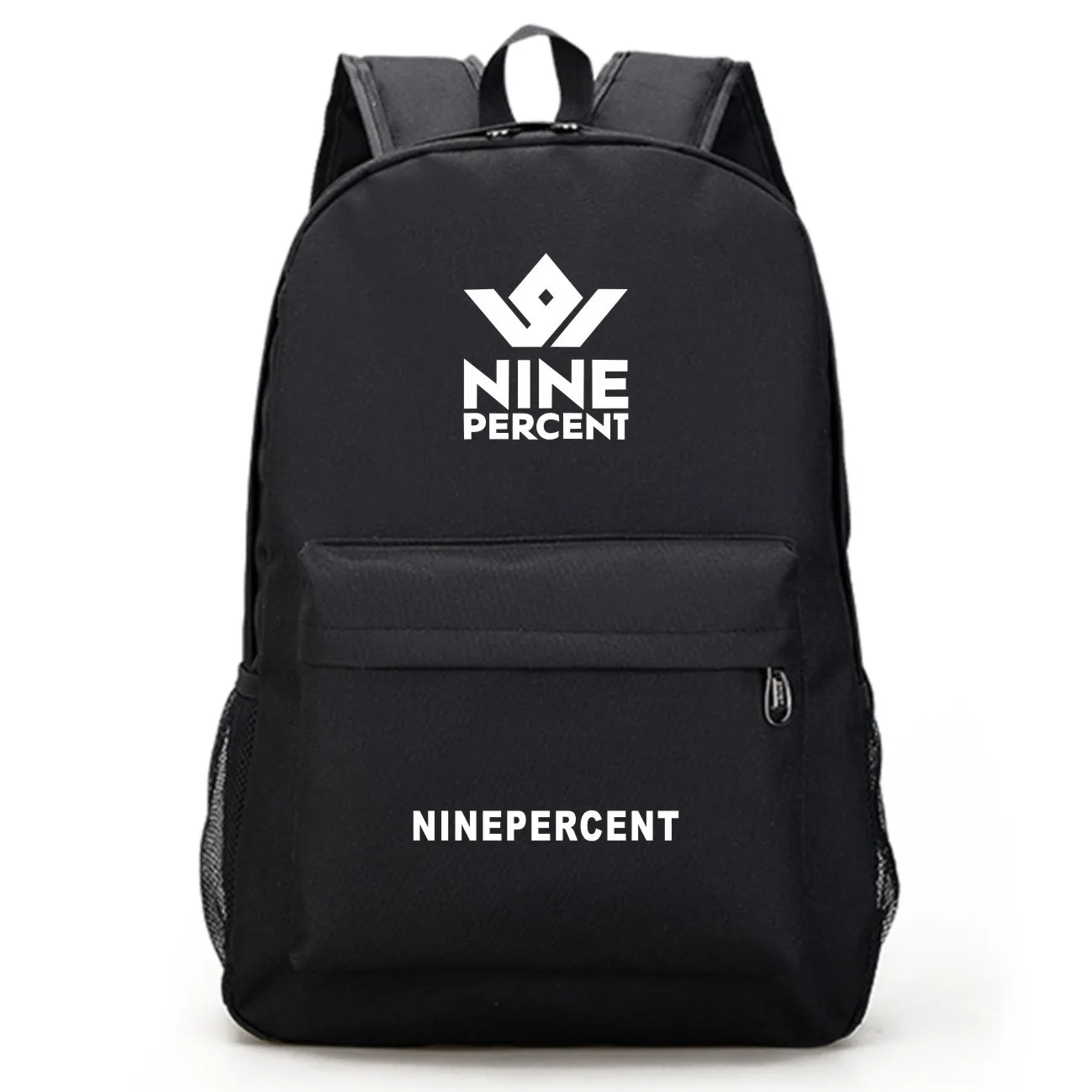 

Nine Percent Celebrity Style Pure Black Backpack Women's College Style Casual Middle School Students School Bag Backpack Travel