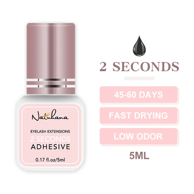 NATUHANA 5ml 1 Second Fast Drying Strong False Eye Lash Extension Glue Adhesive Retention 5-7 Weeks Low Smell Mink Eyelash Glue 2S 5ml
