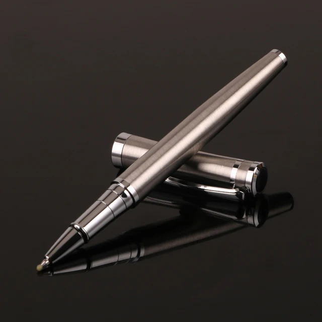Luxury Metal Silver Black Signature Ballpoint Pens for Business Writing Office School Supplies Stationery Customized Logo gift silver