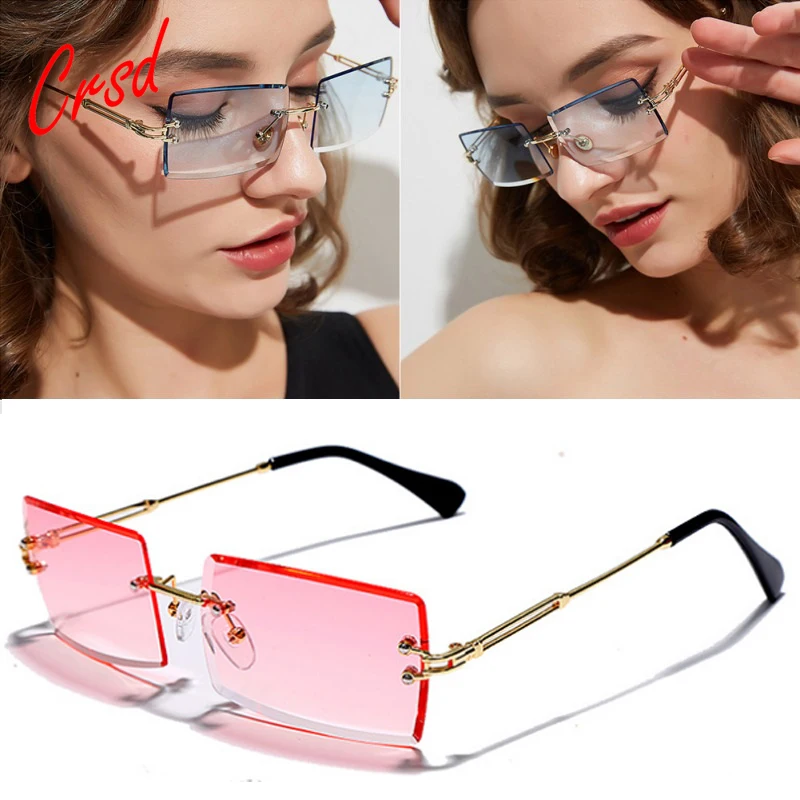 

2020 New Fashion Rectangle Gradient Sunglasses Women Rimless Sun Glasses Luxury Sunglasses for Women Eyewear Women UV400