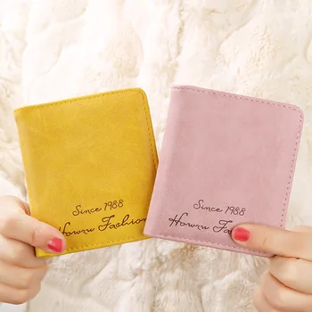 

Women Short Scrub Solid Coin Purse multi-card Simple Fashion Portable Multifunction Coin Purses Holders For Women