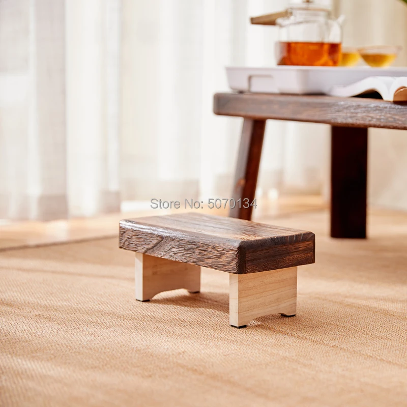 

Mini Antique Foldable Wooden Low Stool Rectangle Kids Stool Japanese Style Asian Traditional Furniture Tatami Mat