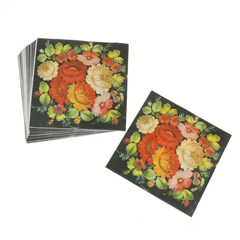 20pcs Paper Napkins Flower Event& Party Tissue Napkin Decoration Serviettes For Decor