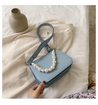 

Fashion Women Handbag PU Leather Crossbody Bag Female Luxury Designer Small Bead Chain Hand Bag Lady Messenger Bags Chic Purse