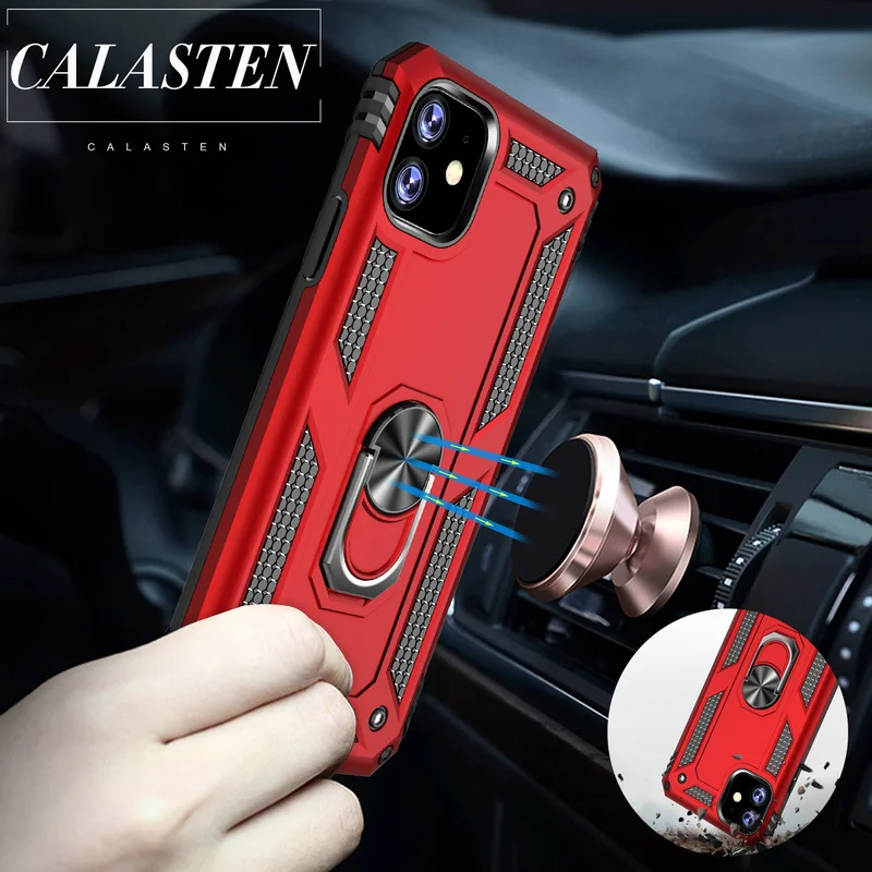 Luxury Armor Holder Phone Case For iphone 11 Pro Max Anti-knock Full Cover X XR XS 7 8 6 6s Plus Metal Ring Coque |