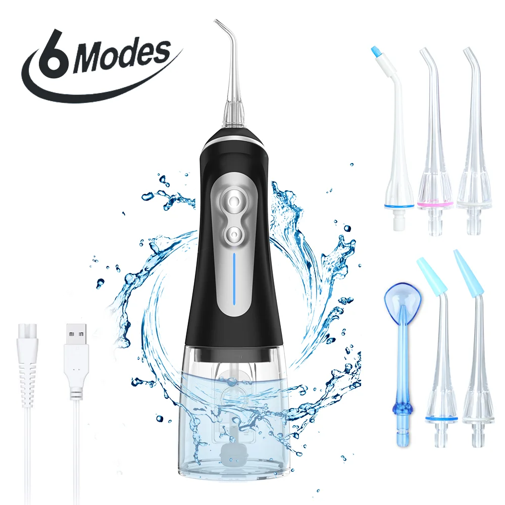 

Oral Irrigator USB Rechargeable Water Flosser 6 Modes Cordless 320ML Professional Dental Oral Irrigator with 6 Jet Nozzles