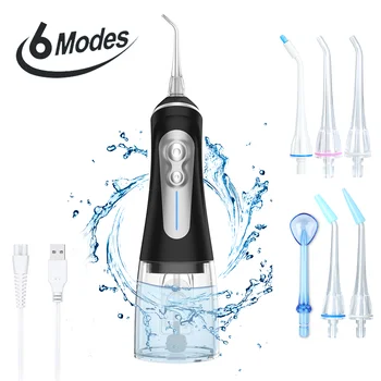 

Oral Irrigator USB Rechargeable Water Flosser 6 Modes Cordless 320ML Professional Dental Oral Irrigator with 6 Jet Nozzles