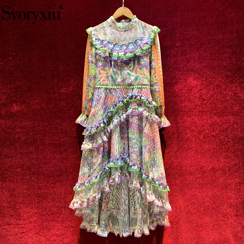 Svoryxiu Designer Fashion Autumn Party Lace Print