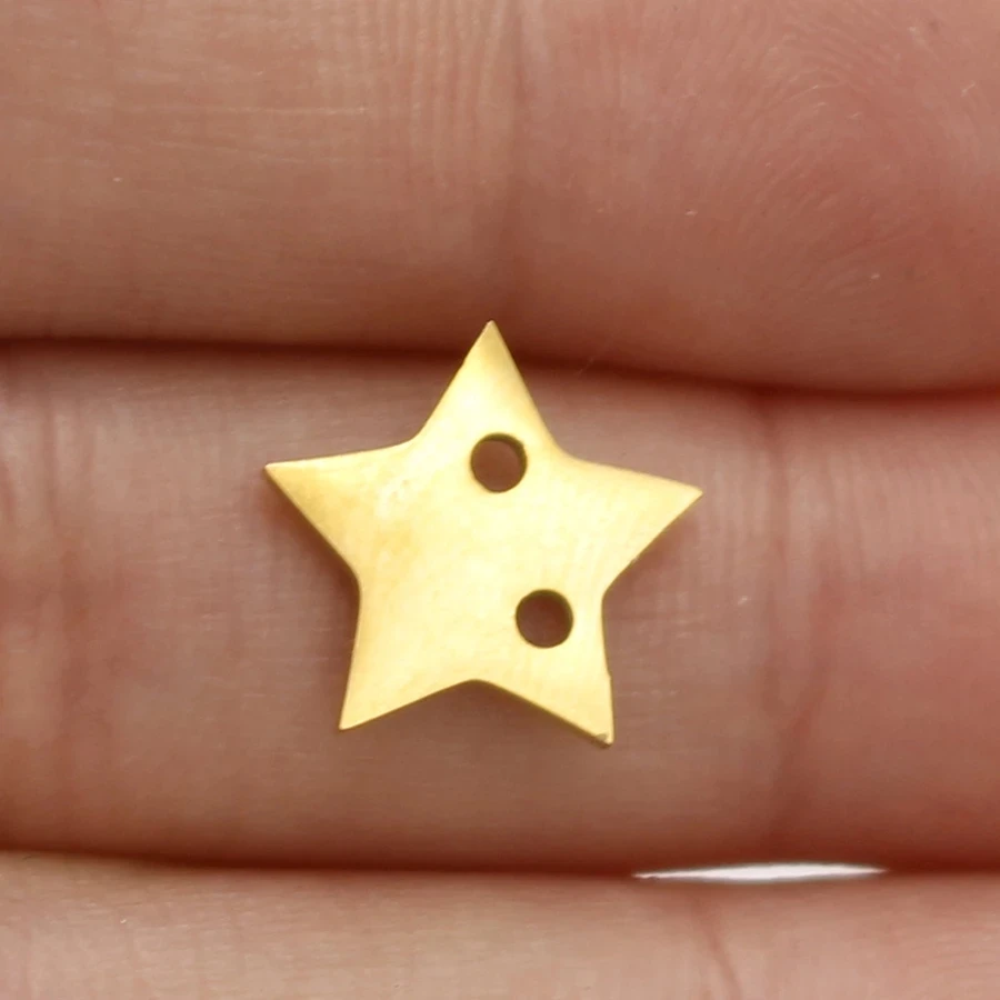 

Stainless Steel Five Pointed Star Charm With 1.4mm Two Hole For Bracelet DIY Metal Five Pointed Star Pedant Wholesale 20PCS