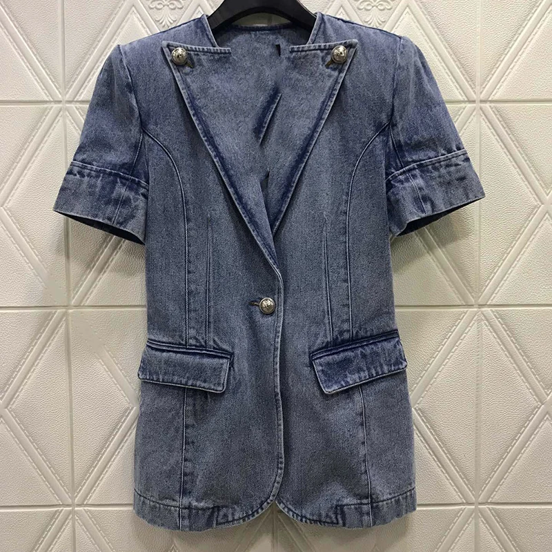 

Silk Jacket for Women short Sleeve O-neck High Quality Elegant Lady Solid Coat for Winter 2020 new Women jeans Coat