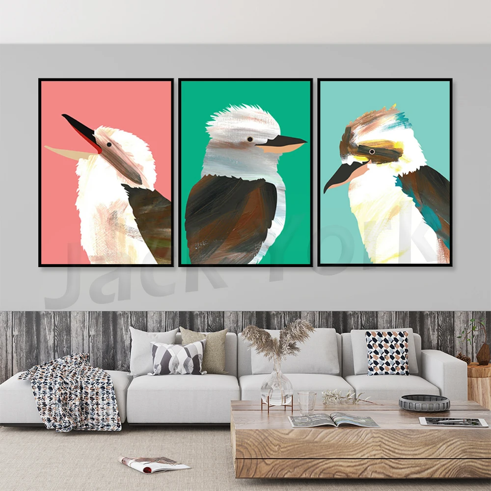 Kookaburra печать окрашенная настенное искусство ценная птица | Дом и сад