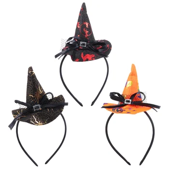 

3Pcs Halloween Witch Hat Hairbands Festival Adorable Hair Hoop Accessories