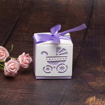

10pcs Baby Shower Favor Boxes Portable Chocolate Bags Birthday Guests Favors Box Kids New Year Gifts Pink/Blue Gift Candy Box