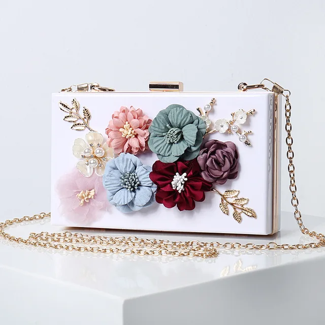 floral decor chain box bag