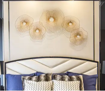 

PASTORAL WROUGHT IRON GOLD FLOWER WALL MURAL ORNAMENTS HOME LIVINGROOM WALL HANGING DECORATION HOTEL CORRIDOR WALL STICKER DECOR