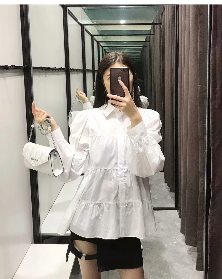 

2020 Sweet pleated decorative Shirt modis vadiming sheiner zaraing women blouse kimono