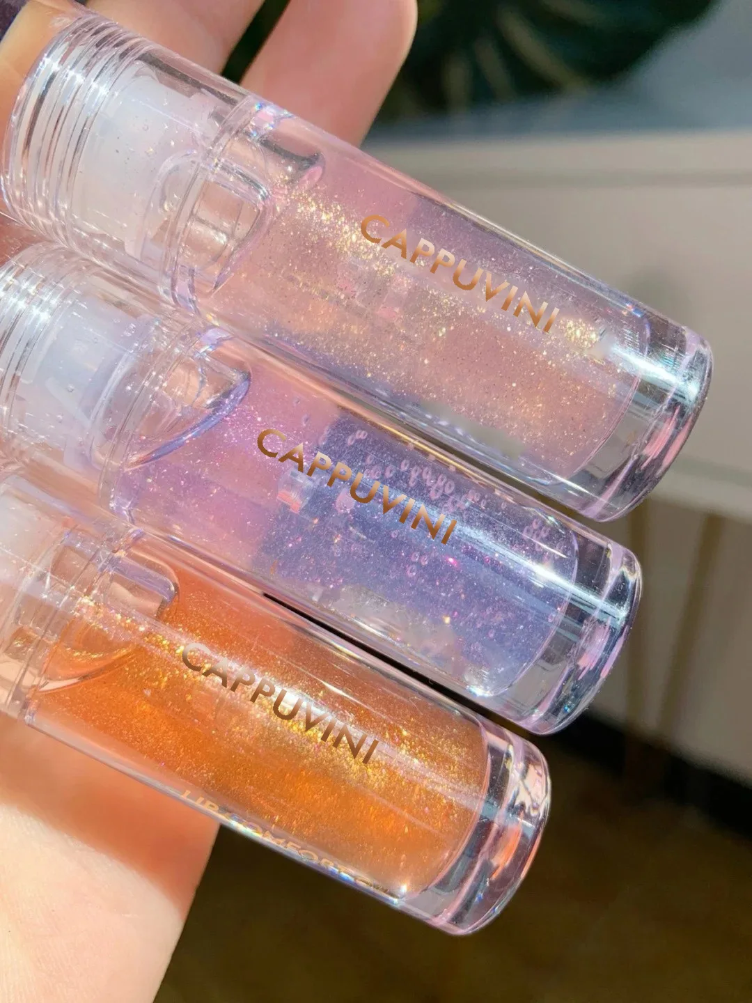 Three-color Set Lipstick Transparent Pearlescent Lip Glaze Lasting Waterproof Glass Lip Moisturizing 3pcs Lip Gloss Makeup Tools
