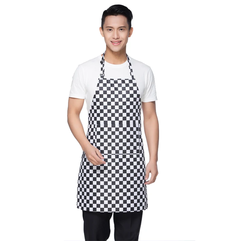 Wholesale price Adjustable Striped Plaid Long Fshion Man Women Waist Apron with Pocket Catering Chef Waiter Bar Kitchen Apron